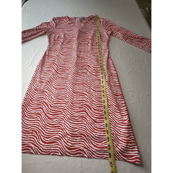 J. McLaughlin Orange White Catalina Cloth Radio Waves Stripes Dress EUC Sz MD - Picture 8 of 10